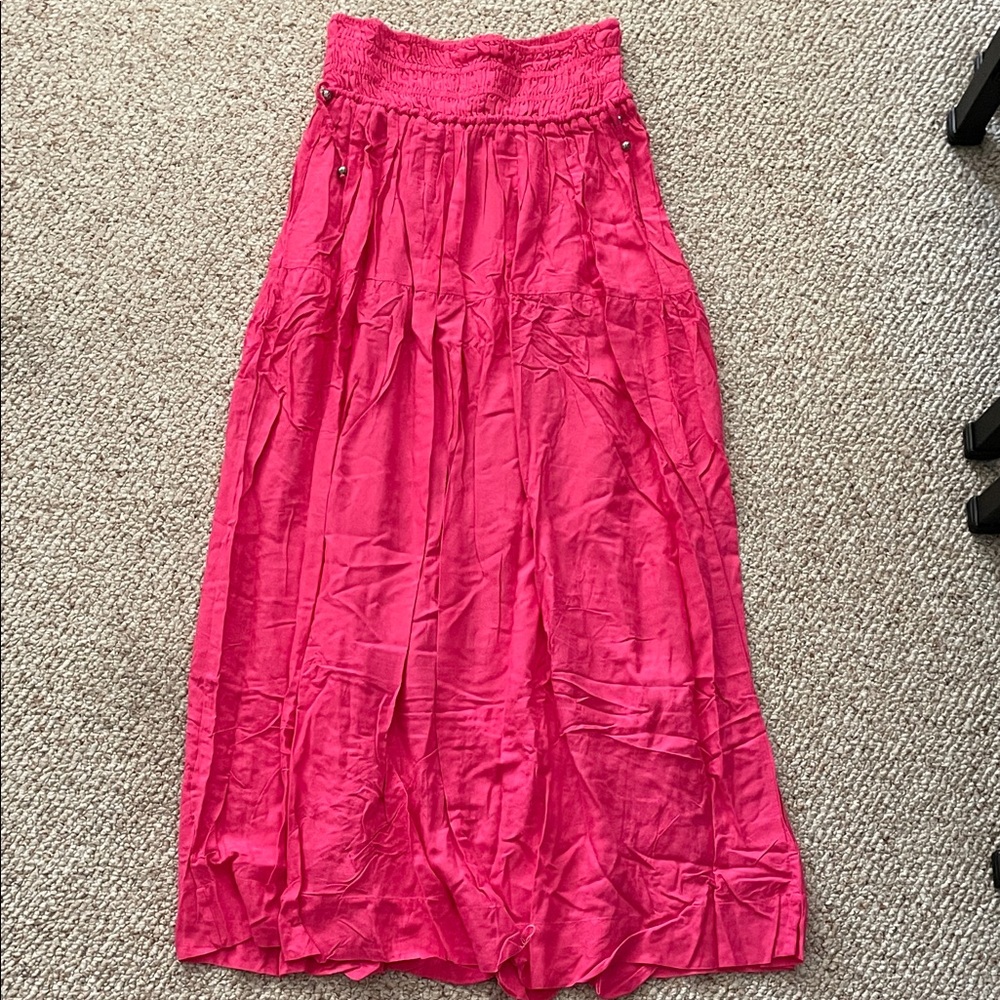 Elan Smocked Waist Maxi Cover-up Skirt